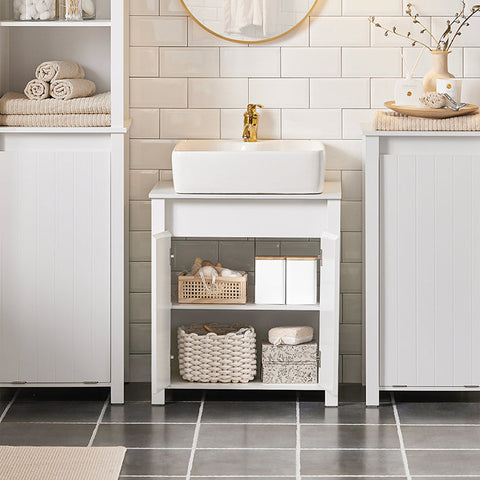 Rootz Sink Base Cabinet - Bathroom Cabinet - Under Sink Storage - Adjustable Shelf - Moisture Resistant - Easy Assembly - 60cm x 65.5cm x 34cm