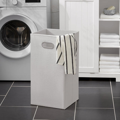 Rootz Tall Bathroom Cabinet with Fold-Out Laundry Bag - Storage Organizer - Utility Cupboard - MDF Construction - Easy Assembly - 60cm x 171cm x 37cm