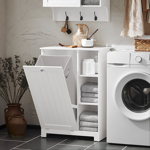 Rootz Laundry Cupboard with Laundry Bag - Laundry Collector - Laundry Basket - MDF Construction - Easy Assembly - Spacious Storage - 60cm x 86cm x 37cm