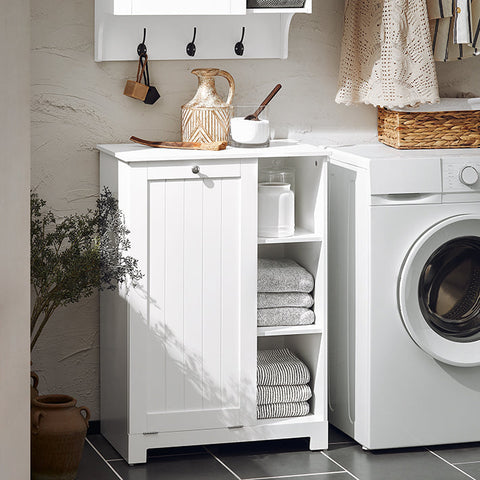 Rootz Laundry Cupboard with Laundry Bag - Laundry Collector - Laundry Basket - MDF Construction - Easy Assembly - Spacious Storage - 60cm x 86cm x 37cm