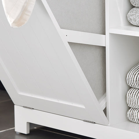 Rootz Laundry Cupboard with Laundry Bag - Laundry Collector - Laundry Basket - MDF Construction - Easy Assembly - Spacious Storage - 60cm x 86cm x 37cm