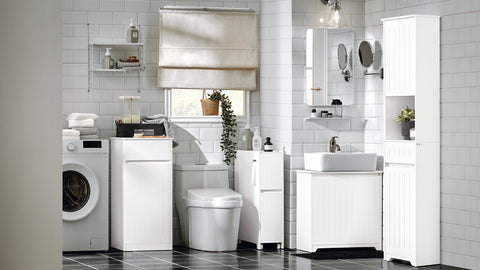 Rootz Sink Base Cabinet - Bathroom Storage - Under Sink Organizer - Moisture Resistant - Siphon Recess - Spacious Design - 60cm x 60cm x 30cm - White