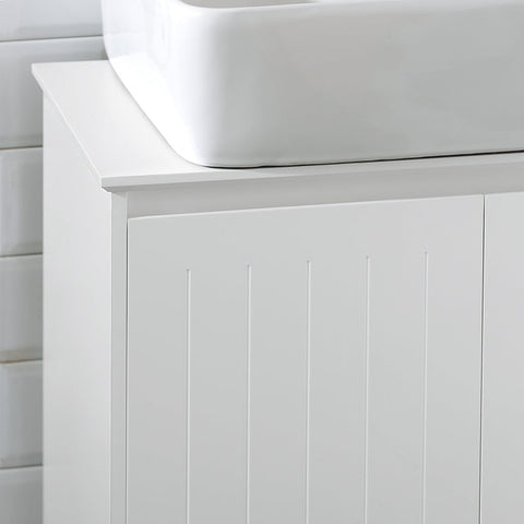 Rootz Sink Base Cabinet - Bathroom Storage - Under Sink Organizer - Moisture Resistant - Siphon Recess - Spacious Design - 60cm x 60cm x 30cm - White