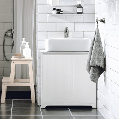 Rootz Sink Base Cabinet - Bathroom Storage - Under Sink Organizer - Moisture Resistant - Siphon Recess - Spacious Design - 60cm x 60cm x 30cm - White