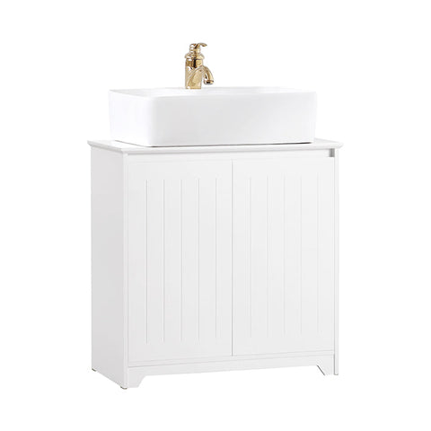 Rootz Sink Base Cabinet - Bathroom Storage - Under Sink Organizer - Moisture Resistant - Siphon Recess - Spacious Design - 60cm x 60cm x 30cm - White