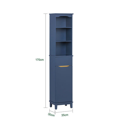 Rootz Tall Bathroom Cabinet - Storage Organizer - Shelving Unit - MDF & Pine Construction - Adjustable Shelf - Anti-Tip Design - 35cm x 170cm x 30cm