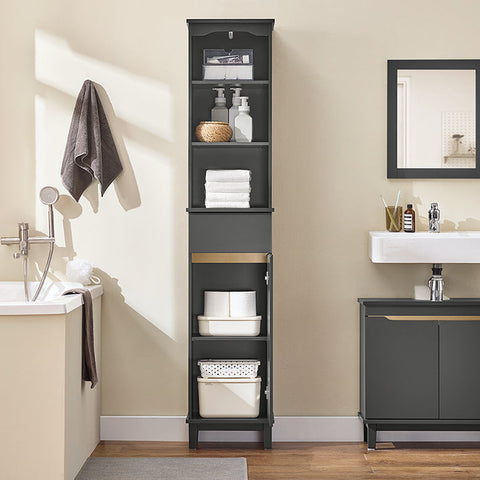 Rootz Tall Bathroom Cabinet - Storage Unit - Organizer - Ample Space - 35x170x30cm - MDF & Pine Material