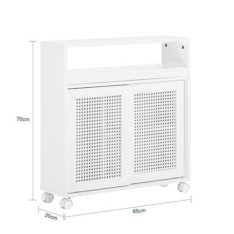 Rootz Bathroom Storage Cabinet - Narrow Cabinet - Slim Space Saver - Adjustable Shelf - 20x70x65cm - MDF - Toilet Paper Storage