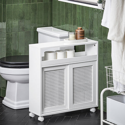 Rootz Bathroom Storage Cabinet - Narrow Cabinet - Slim Space Saver - Adjustable Shelf - 20x70x65cm - MDF - Toilet Paper Storage