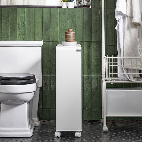Rootz Bathroom Storage Cabinet - Narrow Cabinet - Slim Space Saver - Adjustable Shelf - 20x70x65cm - MDF - Toilet Paper Storage