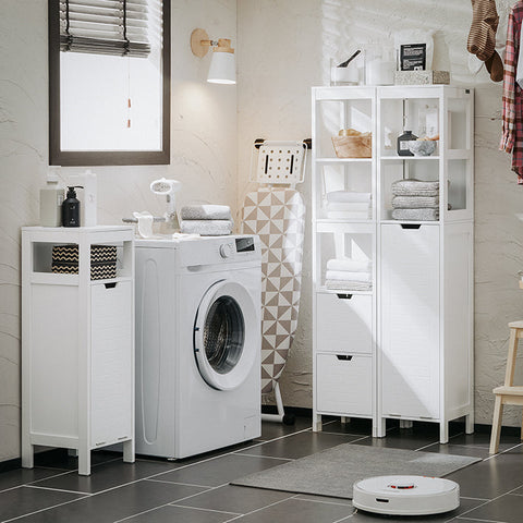 Rootz Laundry Shelf - Linen Storage Rack - Bathroom Storage Organizer - MDF Construction - 30cm x 90cm x 30cm