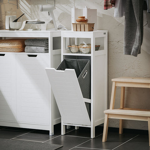 Rootz Laundry Shelf - Linen Storage Rack - Bathroom Storage Organizer - MDF Construction - 30cm x 90cm x 30cm