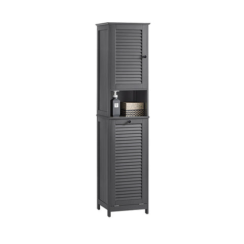 Rootz Tall Bathroom Cabinet - Slim Storage Organizer - Laundry Hamper - MDF and Pine - Wall Mounted - 40cm x 170cm x 37cm