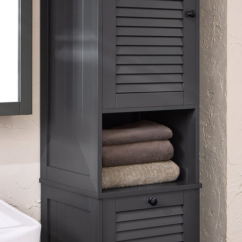 Rootz Tall Bathroom Cabinet - Slim Storage Organizer - Laundry Hamper - MDF and Pine - Wall Mounted - 40cm x 170cm x 37cm