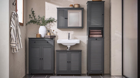 Rootz Tall Bathroom Cabinet - Slim Storage Organizer - Laundry Hamper - MDF and Pine - Wall Mounted - 40cm x 170cm x 37cm