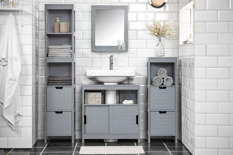 Rootz Sink Base Cabinet - Washbasin Stand - Bathroom Vanity - Spacious Storage - Moisture Protection - Easy Assembly - 60cm x 60cm x 30cm - Steel Gray
