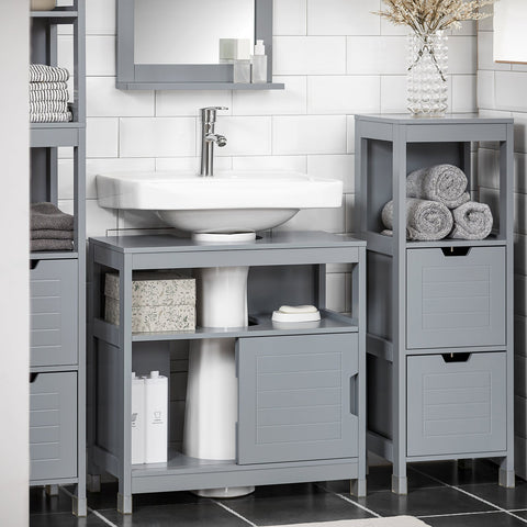 Rootz Sink Base Cabinet - Washbasin Stand - Bathroom Vanity - Spacious Storage - Moisture Protection - Easy Assembly - 60cm x 60cm x 30cm - Steel Gray