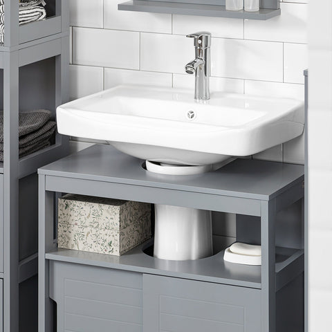 Rootz Sink Base Cabinet - Washbasin Stand - Bathroom Vanity - Spacious Storage - Moisture Protection - Easy Assembly - 60cm x 60cm x 30cm - Steel Gray