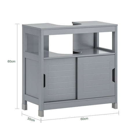 Rootz Sink Base Cabinet - Washbasin Stand - Bathroom Vanity - Spacious Storage - Moisture Protection - Easy Assembly - 60cm x 60cm x 30cm - Steel Gray