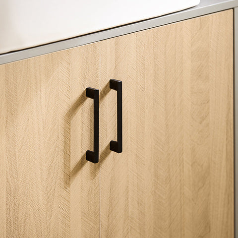 Rootz Bathroom Sink Base Cabinet - Vanity Storage - Under Sink Organizer - MDF and Metal Construction - Stylish Gray and Wood Finish - Space-Saving Design - 60cm x 60cm x 30cm