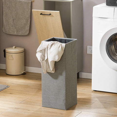 Rootz Laundry Basket Cabinet - Dirty Clothes Hamper - Laundry Organizer - MDF & Metal - Prevents Cabinet Swelling - 31.5cm x 86cm x 30cm