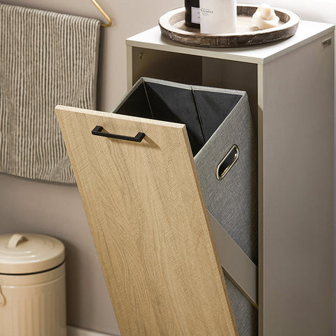 Rootz Laundry Basket Cabinet - Dirty Clothes Hamper - Laundry Organizer - MDF & Metal - Prevents Cabinet Swelling - 31.5cm x 86cm x 30cm