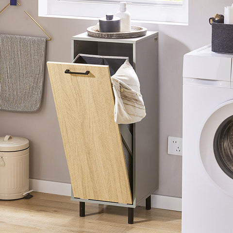 Rootz Laundry Basket Cabinet - Dirty Clothes Hamper - Laundry Organizer - MDF & Metal - Prevents Cabinet Swelling - 31.5cm x 86cm x 30cm