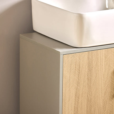Rootz Bathroom Sink Base Cabinet - Vanity Storage - Under Sink Organizer - MDF and Metal Construction - Stylish Gray and Wood Finish - Space-Saving Design - 60cm x 60cm x 30cm