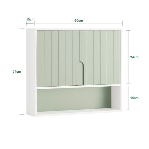Rootz Wall Cabinet with Doors - Bathroom Cabinet - Medicine Cabinet - Adjustable Shelves - Easy Assembly - Natural & Forest-Like Design - 60cm x 54cm x 15cm