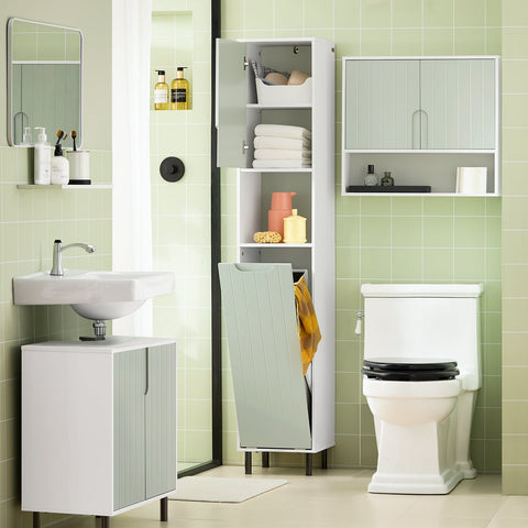 Rootz Wall Cabinet with Doors - Bathroom Cabinet - Medicine Cabinet - Adjustable Shelves - Easy Assembly - Natural & Forest-Like Design - 60cm x 54cm x 15cm