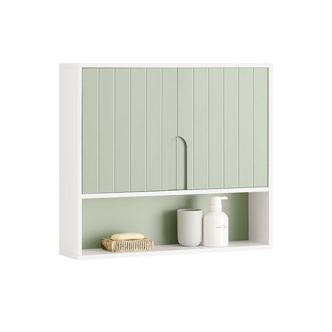 Rootz Wall Cabinet with Doors - Bathroom Cabinet - Medicine Cabinet - Adjustable Shelves - Easy Assembly - Natural & Forest-Like Design - 60cm x 54cm x 15cm