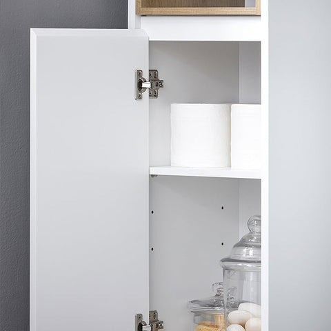 Rootz Tall Bathroom Cabinet - Narrow Storage Unit - Slim Cabinet - Adjustable Shelves - MDF, PB - 30x170x30cm