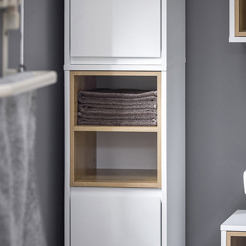 Rootz Tall Bathroom Cabinet - Narrow Storage Unit - Slim Cabinet - Adjustable Shelves - MDF, PB - 30x170x30cm
