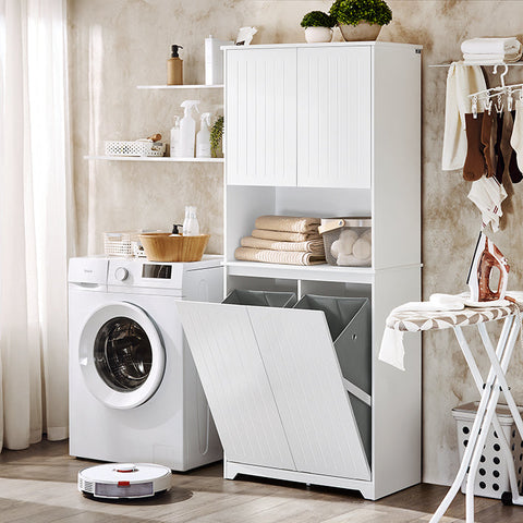 Rootz Tall Bathroom Cabinet - Storage Cabinet - Laundry Organizer - Ample Storage - 70x170x37cm