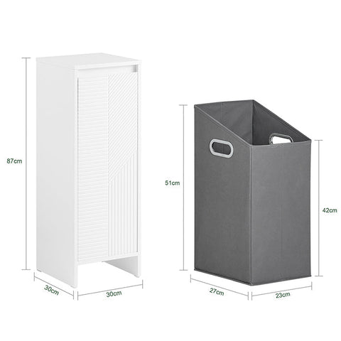 Rootz Laundry Basket Cabinet - Clothes Hamper - Storage Organizer - Space-Saving Design - 30x87x30cm