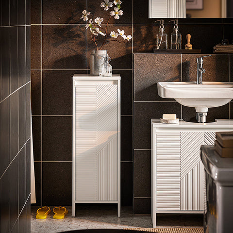 Rootz Laundry Basket Cabinet - Clothes Hamper - Storage Organizer - Space-Saving Design - 30x87x30cm