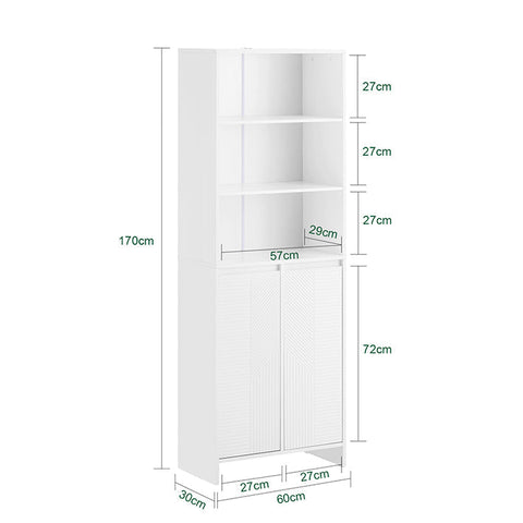 Rootz Tall Bathroom Cabinet - Storage Cabinet - MDF Cabinet - Space-Saving Design - 60x171x37cm