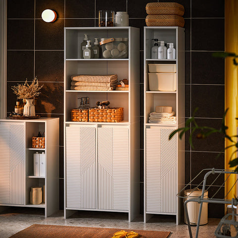 Rootz Tall Bathroom Cabinet - Storage Cabinet - MDF Cabinet - Space-Saving Design - 60x171x37cm