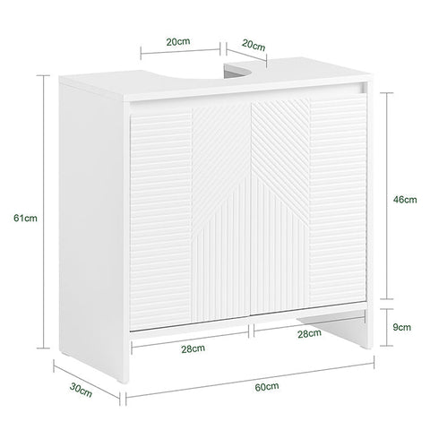 Rootz MDF Base Cabinet - Bathroom Storage Unit - Adjustable Shelves Organizer - Space-Saving Design - 60x61x30cm