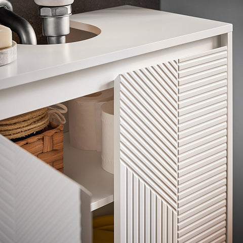 Rootz MDF Base Cabinet - Bathroom Storage Unit - Adjustable Shelves Organizer - Space-Saving Design - 60x61x30cm