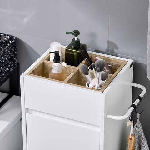 Rootz Bathroom Storage Cabinet - Organizer Shelf - Closet Unit - Removable Laundry Bag - 35x90x30cm - Prevents Rot with Silicone Foot Pads