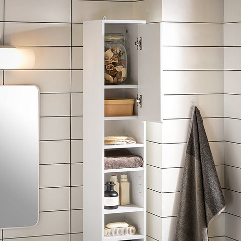 Rootz Tall Bathroom Cabinet - Storage Cabinet - Adjustable Shelves - Ample Storage - 20x180x20cm