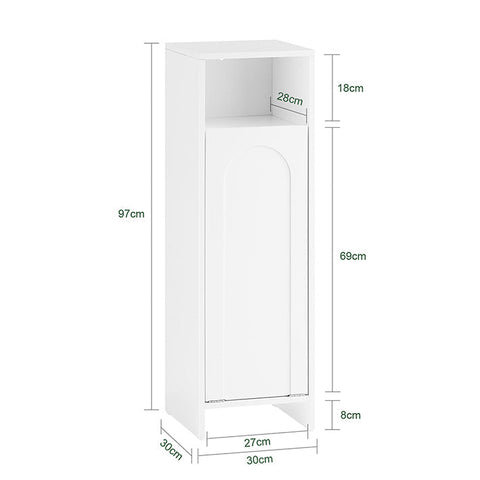 Rootz Compact Laundry Storage Cabinet - Clothes Organizer - Hidden Basket - Space-Saving - 30cm x 97cm x 30cm