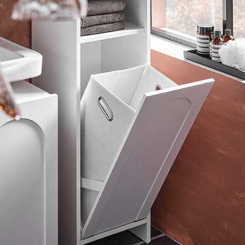 Rootz Compact Laundry Storage Cabinet - Clothes Organizer - Hidden Basket - Space-Saving - 30cm x 97cm x 30cm