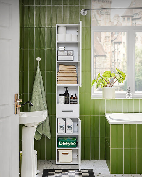 Rootz Tall Cabinet - Storage Organizer - Shelving Unit - Adjustable Shelves - 182cm x 30cm x 31cm