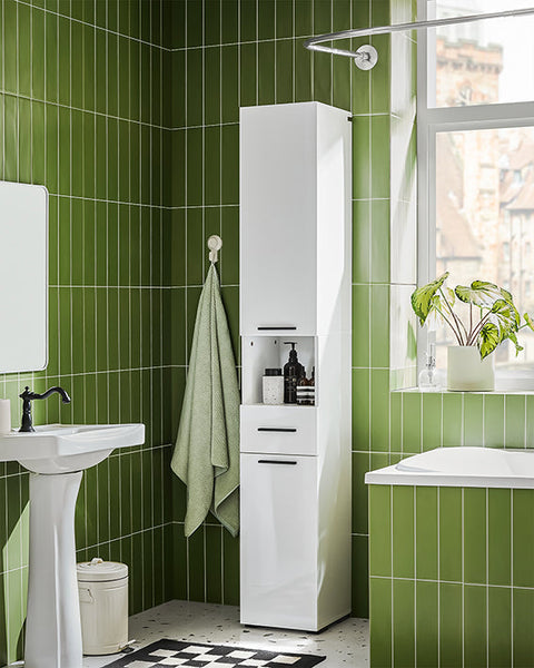 Rootz Tall Cabinet - Storage Organizer - Shelving Unit - Adjustable Shelves - 182cm x 30cm x 31cm