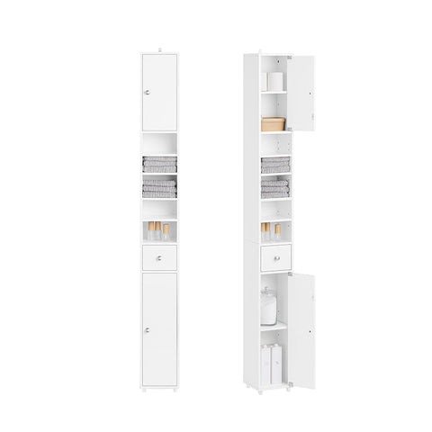 Rootz Tall Bathroom Cabinet - Storage Cupboard - Bathroom Organizer - Adjustable Shelves - 20x180x20cm - MDF E1 - High Gloss White