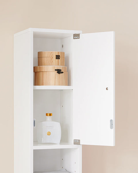 Rootz Tall Bathroom Cabinet - Storage Cupboard - Bathroom Organizer - Adjustable Shelves - 20x180x20cm - MDF E1 - High Gloss White