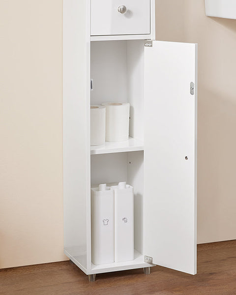 Rootz Tall Bathroom Cabinet - Storage Cupboard - Bathroom Organizer - Adjustable Shelves - 20x180x20cm - MDF E1 - High Gloss White