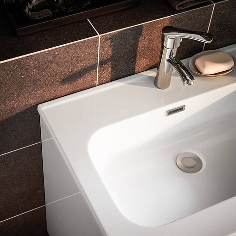 Rootz Narrow Sink Cabinet - Bathroom Vanity - Storage Unit - Space-Saving Design - 61x59x46cm with Basin 50x26x11cm